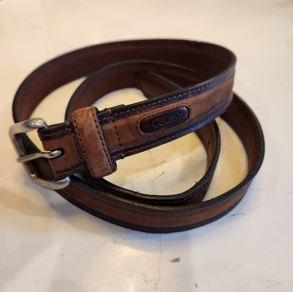 Columbia Brown Leather Men's Belt,size 46